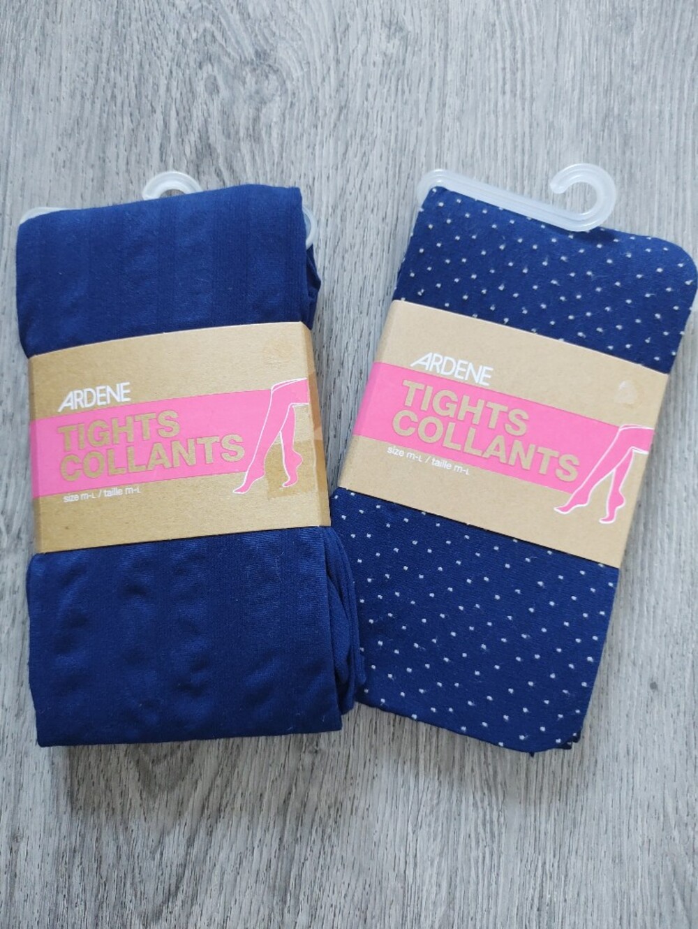 NEW Ardene Navy Tights set  Blue Stripes & Tiny Dot Pattern